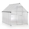 6x8 FT Polycarbonate Greenhouse, Outdoor Walk-in Green House with Vent Window, Hinged Door, Rain Gutter